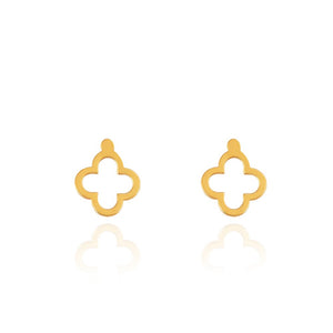 Yellow Gold Clover stud Earring, 18k, 1.21gr