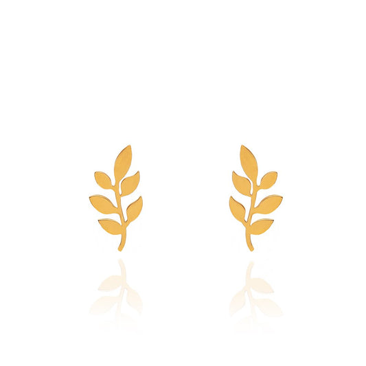 Yellow Gold Earring  Olive Branch Style 18k, 1.24gr