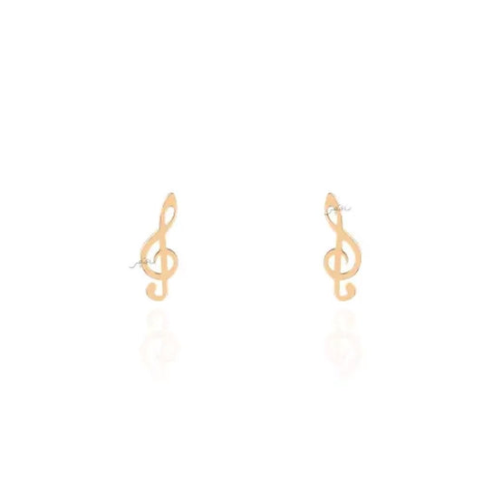 Yellow Gold stud earring, Treble Clef Style, 18k 1.2gr