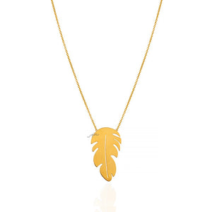 Yellow Gold Necklace with beautiful gold Feather design 18k 17 to 18 Inches Adjustable 4.24gr