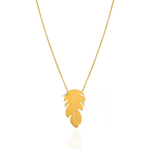 Yellow Gold Necklace with beautiful gold Feather design 18k 17 to 18 Inches Adjustable 4.24gr