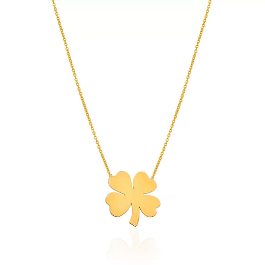 Yellow Gold Necklace set with Clover, 18k, 3.75gr