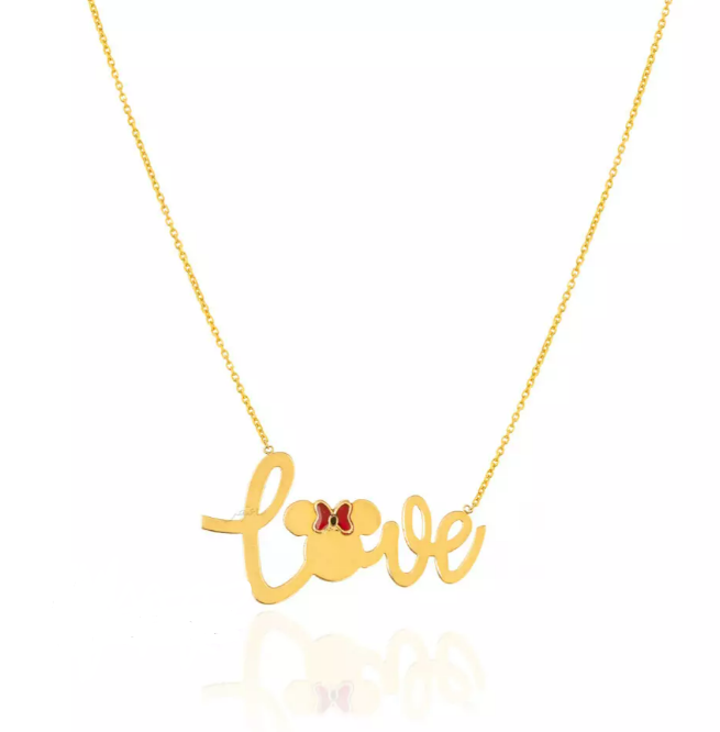 Yellow Gold Love Necklace with Micky Mouse design 18K 3.7 gr 18"