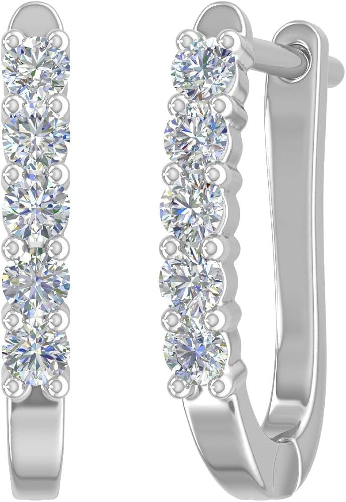 White Gold Lever Back Diamond Earrings. 14k,  3.2gr. TDW: 0.28ct