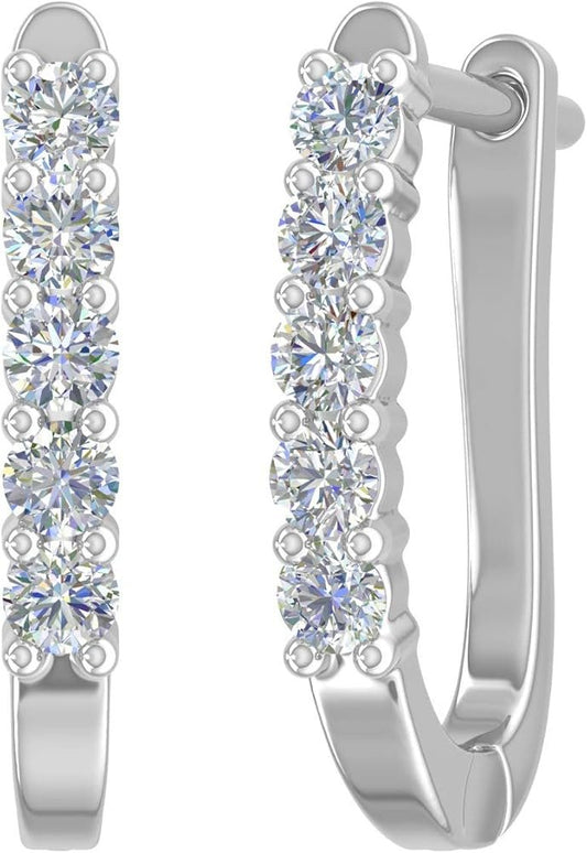 White Gold Lever Back Diamond Earrings. 14k,  3.2gr. TDW: 0.28ct