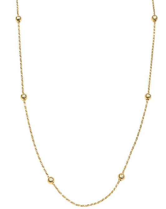 Yellow Gold Long Station Necklace With Balls. 18k, 7.6gr, 23"