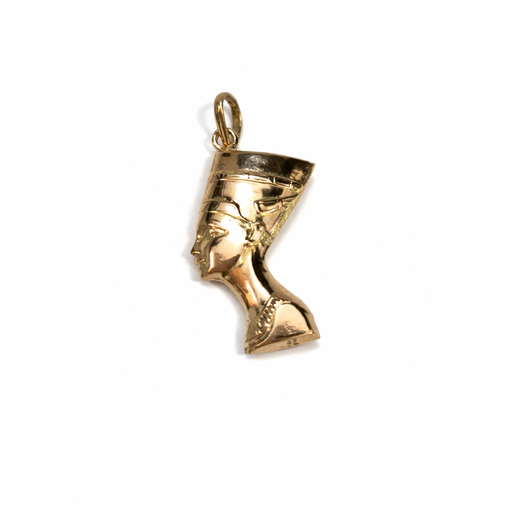 18kYellow Gold Queen Nefertiti Egyptian Pendant , 1.64gr