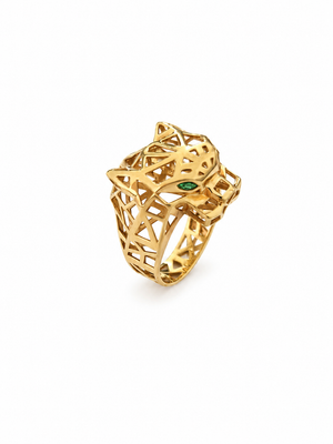 18k Yellow Gold Panther Head Ring