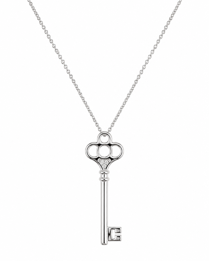 925 Sterling Silver Open Key Necklace