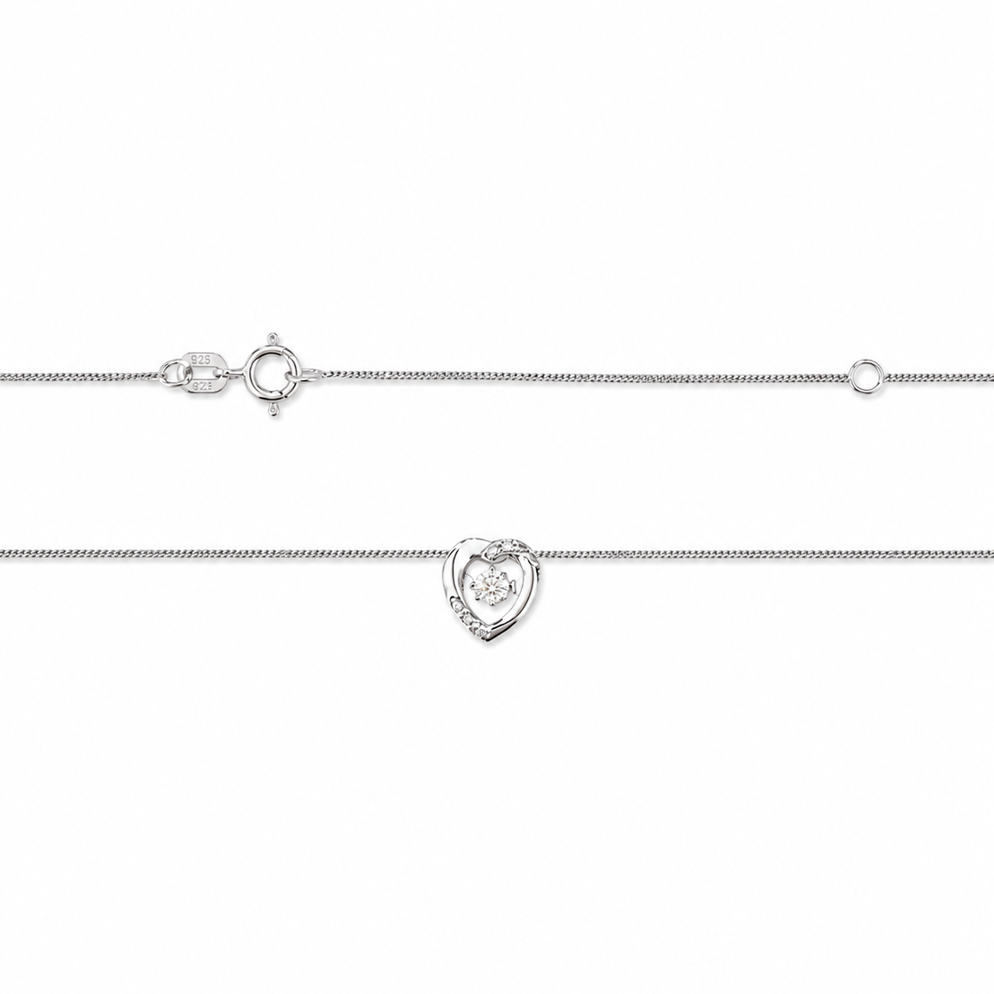 14k White Gold Heart Necklace with Canadian Dancing Diamond TDW: 0.11ct