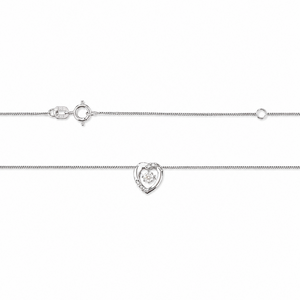 14k White Gold Heart Necklace with Canadian Dancing Diamond TDW: 0.11ct