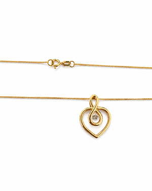 14k Yellow Gold Heart/ Infinity Necklace with Fire and Ice Canadian Diamond