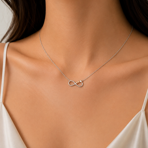 14k White Gold Infinity Necklace with Fire and Ice Canadian Diamond