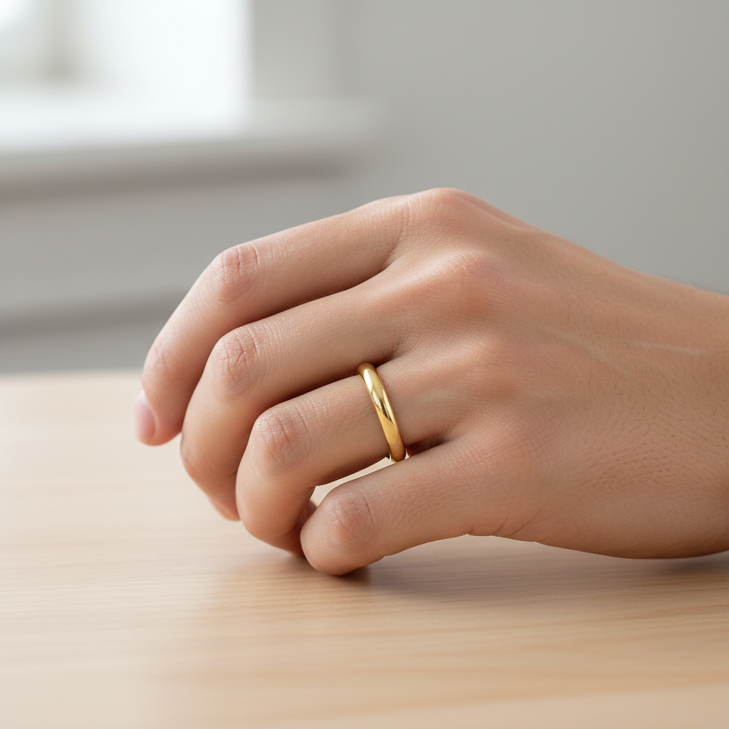 10K Yellow Gold Half Dome Ring, Width: 2.85mm
