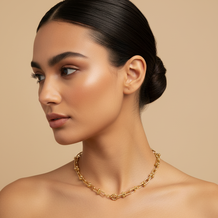 18k Yellow Gold U- Shape Links Necklace, 25gr