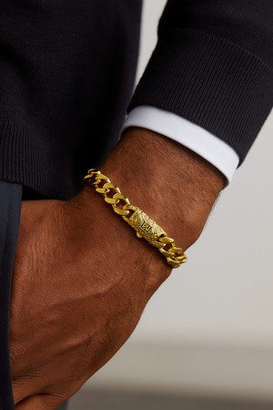 Yellow Gold Classic Royal Monaco Miami Cuban Link Curb Chain Bracelet. 18k, 7 1/2 Inches, 11.8gr, 8.7mm