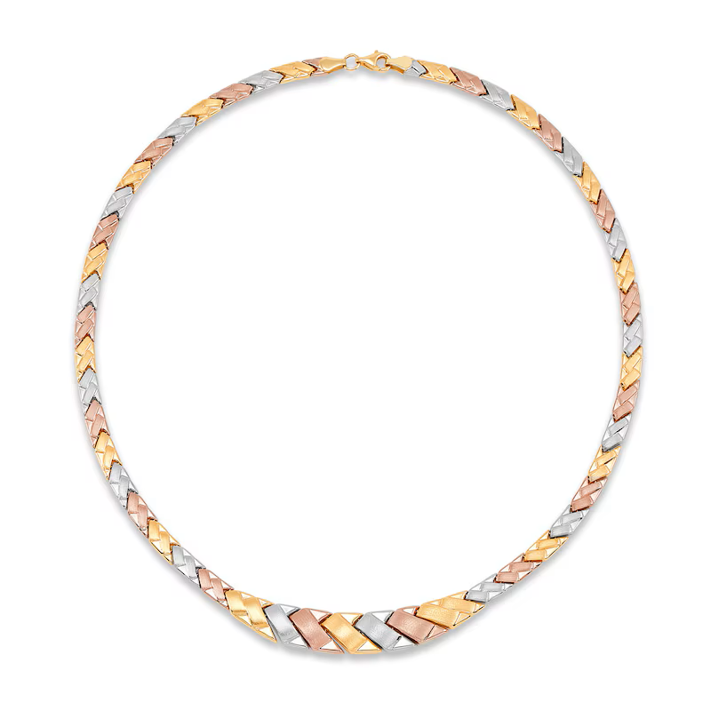 Tri-Tone Woven Gold Necklace 10k