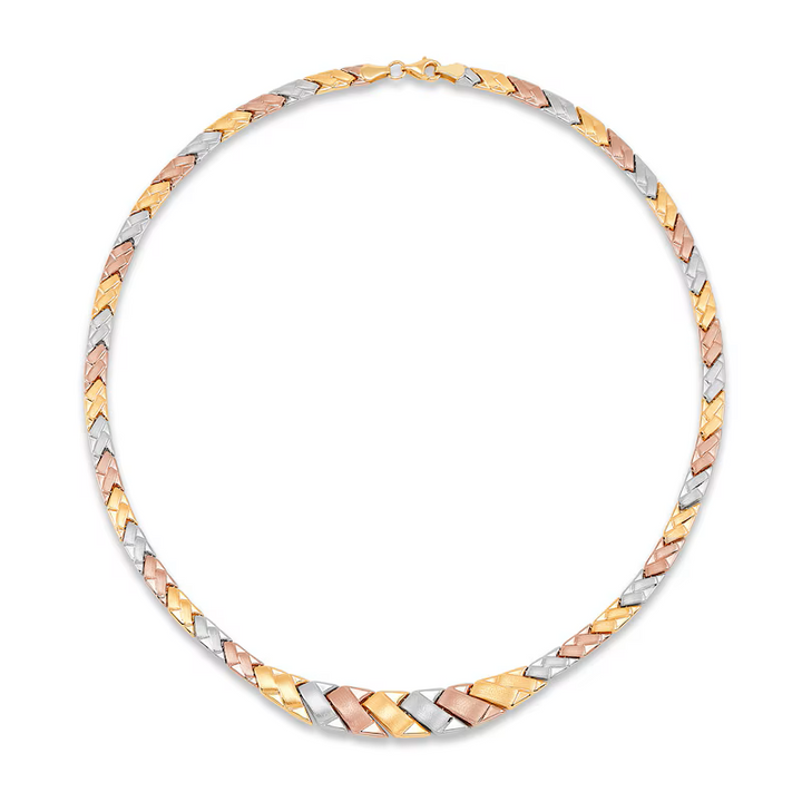 10K Tri – Tone Woven Gold Necklace