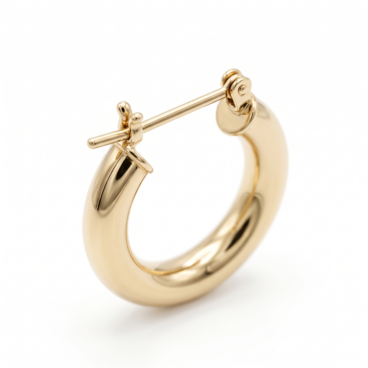 18K Yellow Gold Tube Hoop Earrings
