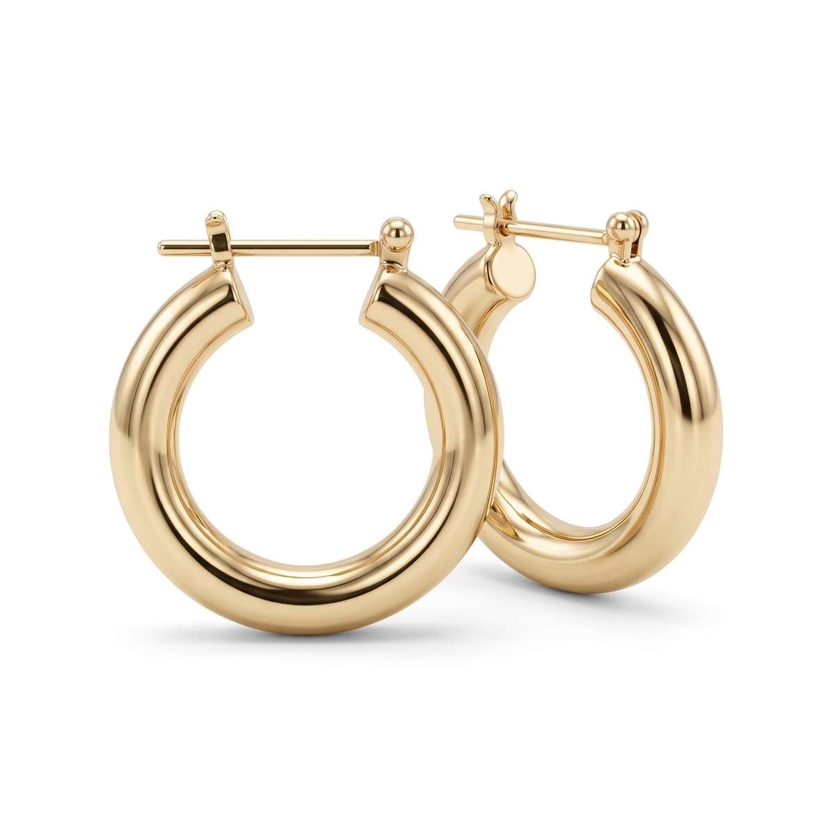 18K Yellow Gold Tube Hoop Earrings