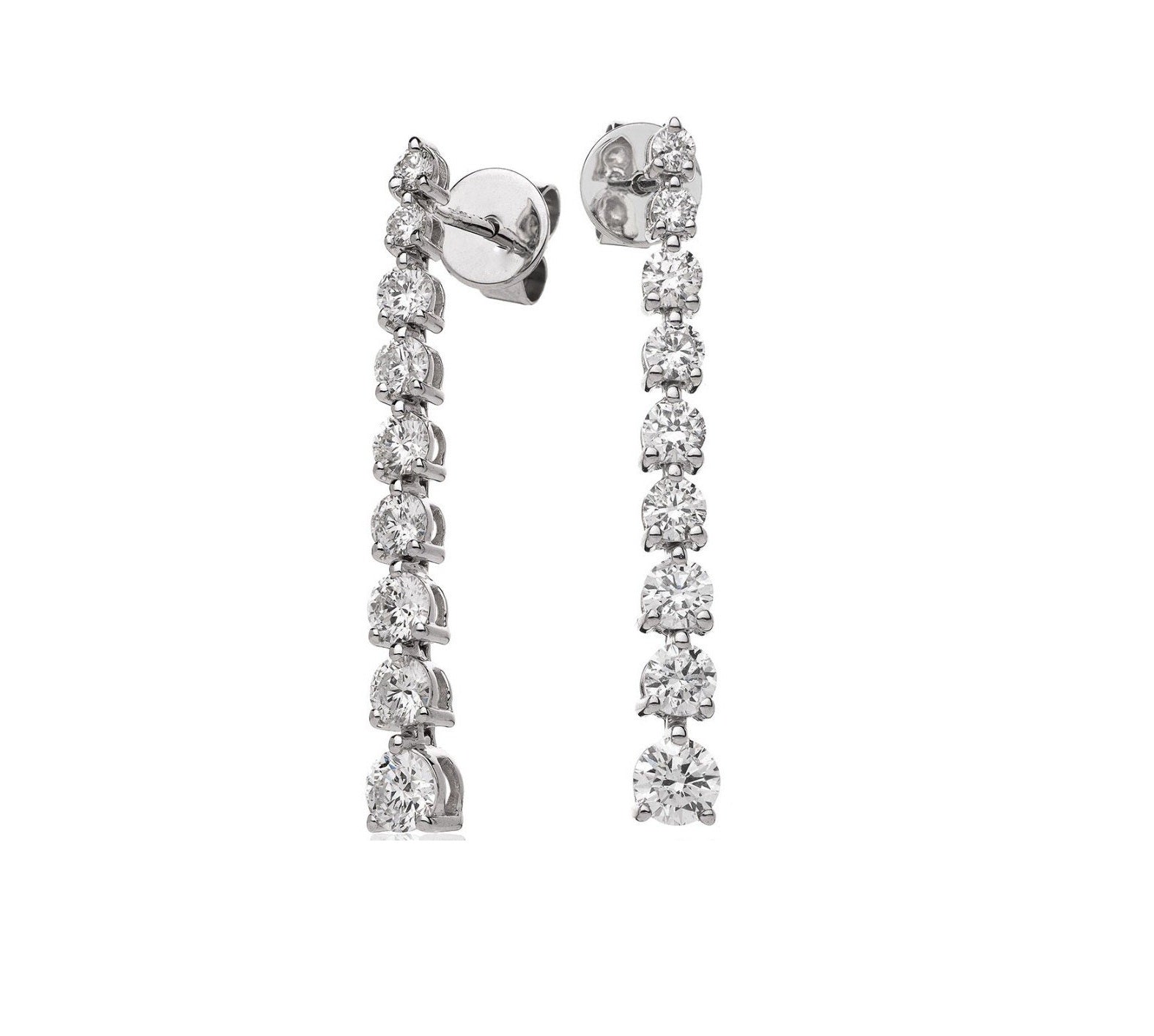 10K White Gold Drop Diamond Earrings. TDW:0.70ct G SI