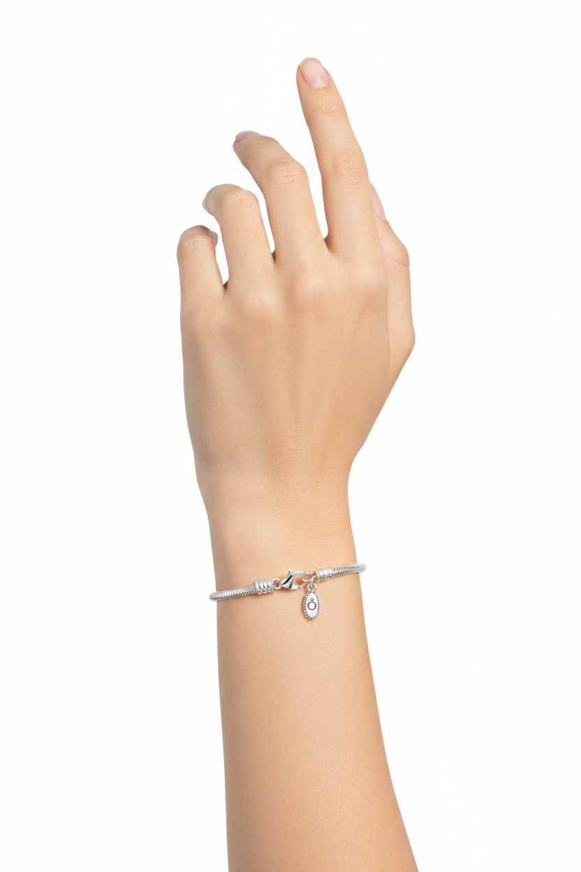 925 Sterling Silver Snake Chain Charm Bracelet