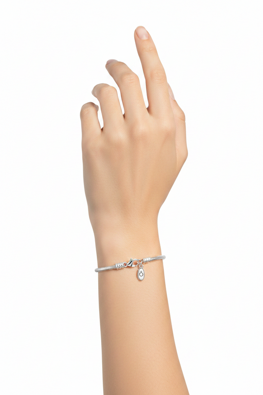 925 Sterling Silver Snake Chain Charm Bracelet