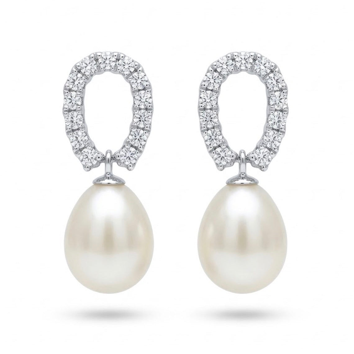 925 Sterling Silver CZ Freshwater Drop Pearl Earrings