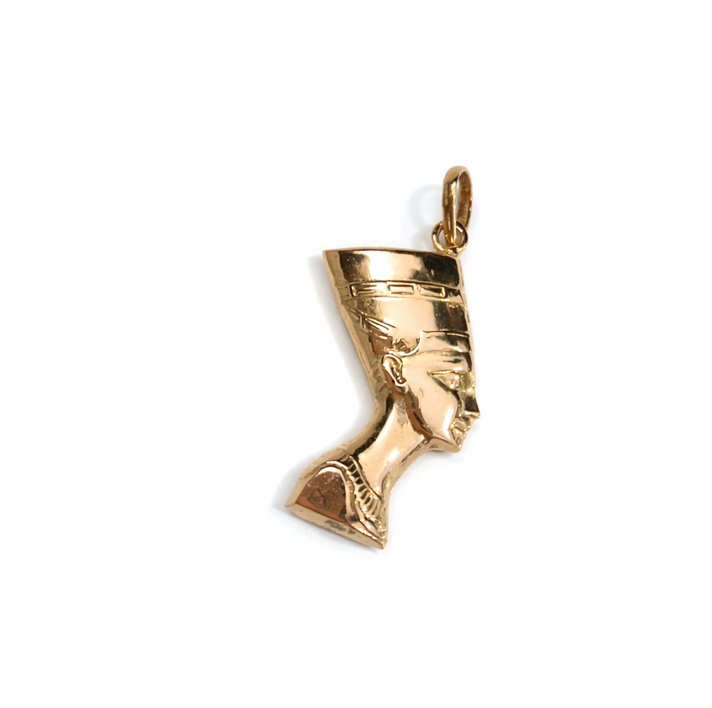 18kYellow Gold Queen Nefertiti Egyptian Pendant , 1.64gr