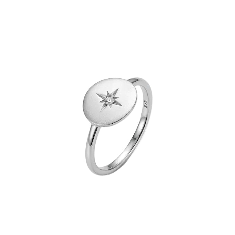925 Sterling Silver North Star Diamond Ring