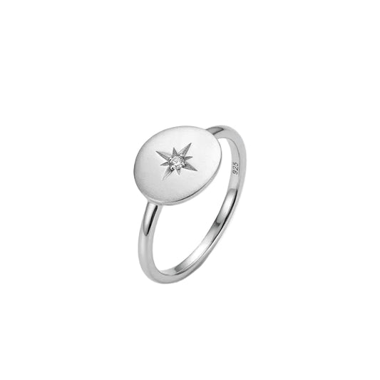 925 Sterling Silver North Star Diamond Ring