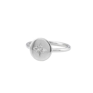 925 Sterling Silver North Star Diamond Ring