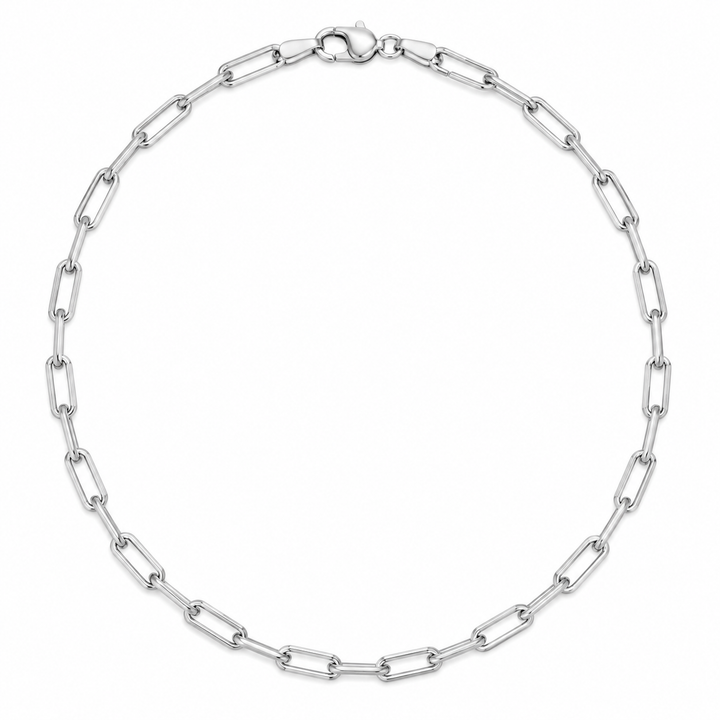 925 Sterling Silver Rhodium-Plated Paperclip Chain Necklace, 18 inch, with lobster clasp