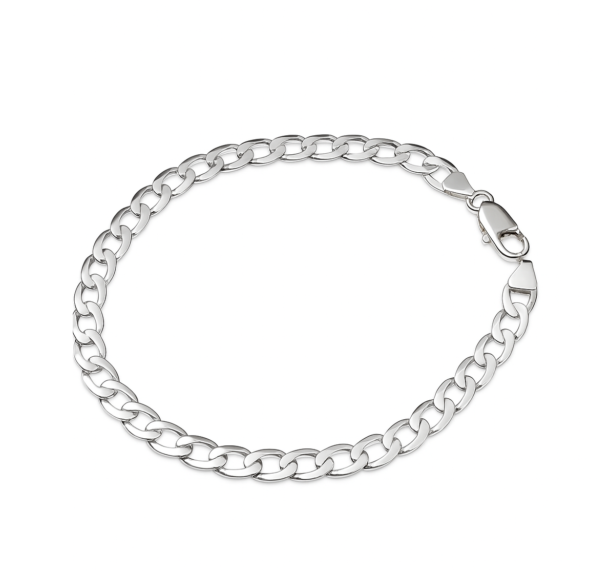 White Gold Solid Cuban Curb Bracelet. 18k, 11.8gr, Thickness: 5.9mm, L: 8 1/2",