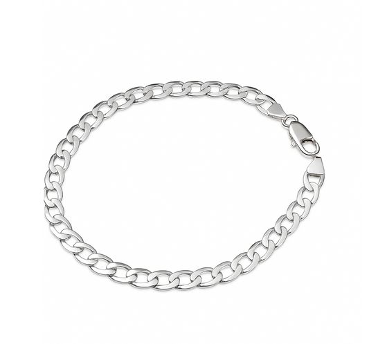 18K White Gold Solid Cuban Curb Bracelet. 11.8gr Thickness: 5.9mm L: 8 1/2"