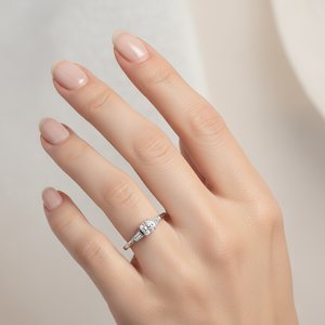 18K White Gold Three Diamond Ring