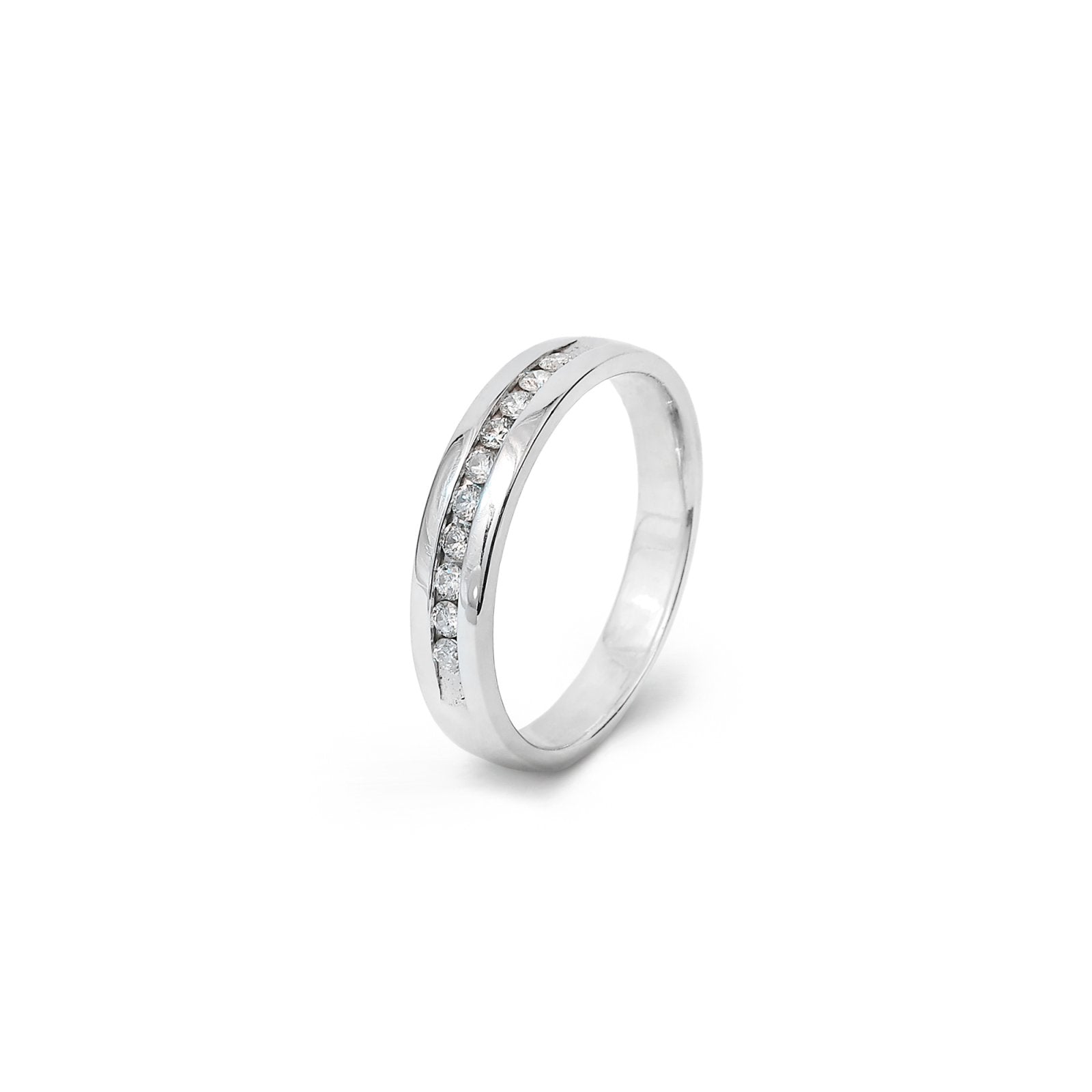 White Gold Diamond Band 10 round diamonds channel setting TDW: 0.1ct SI1-3 G-H 10k 3.7gr