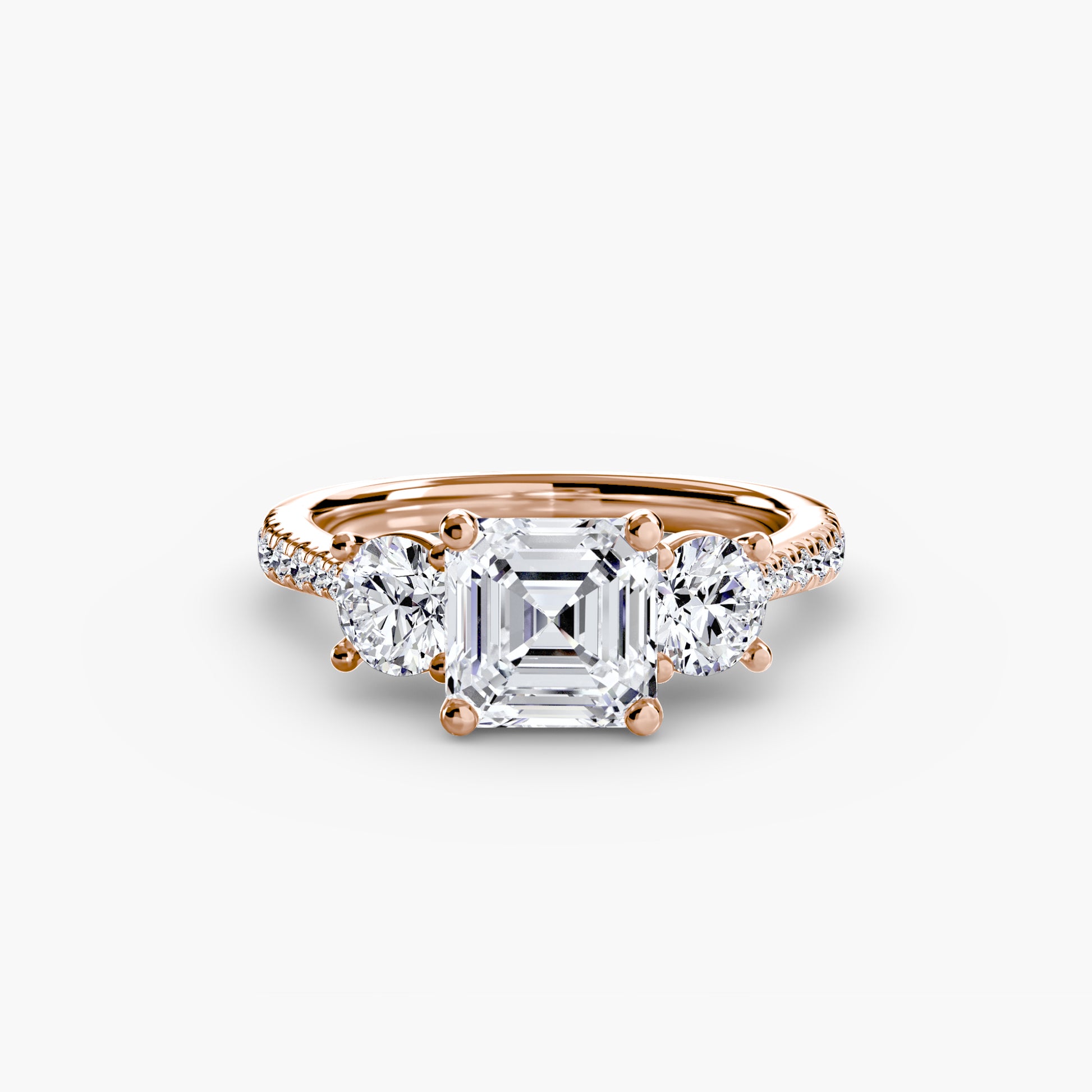 Three – Stone with Pavé Band