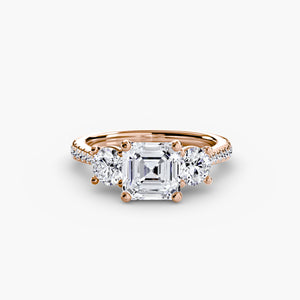 Three – Stone with Pavé Band