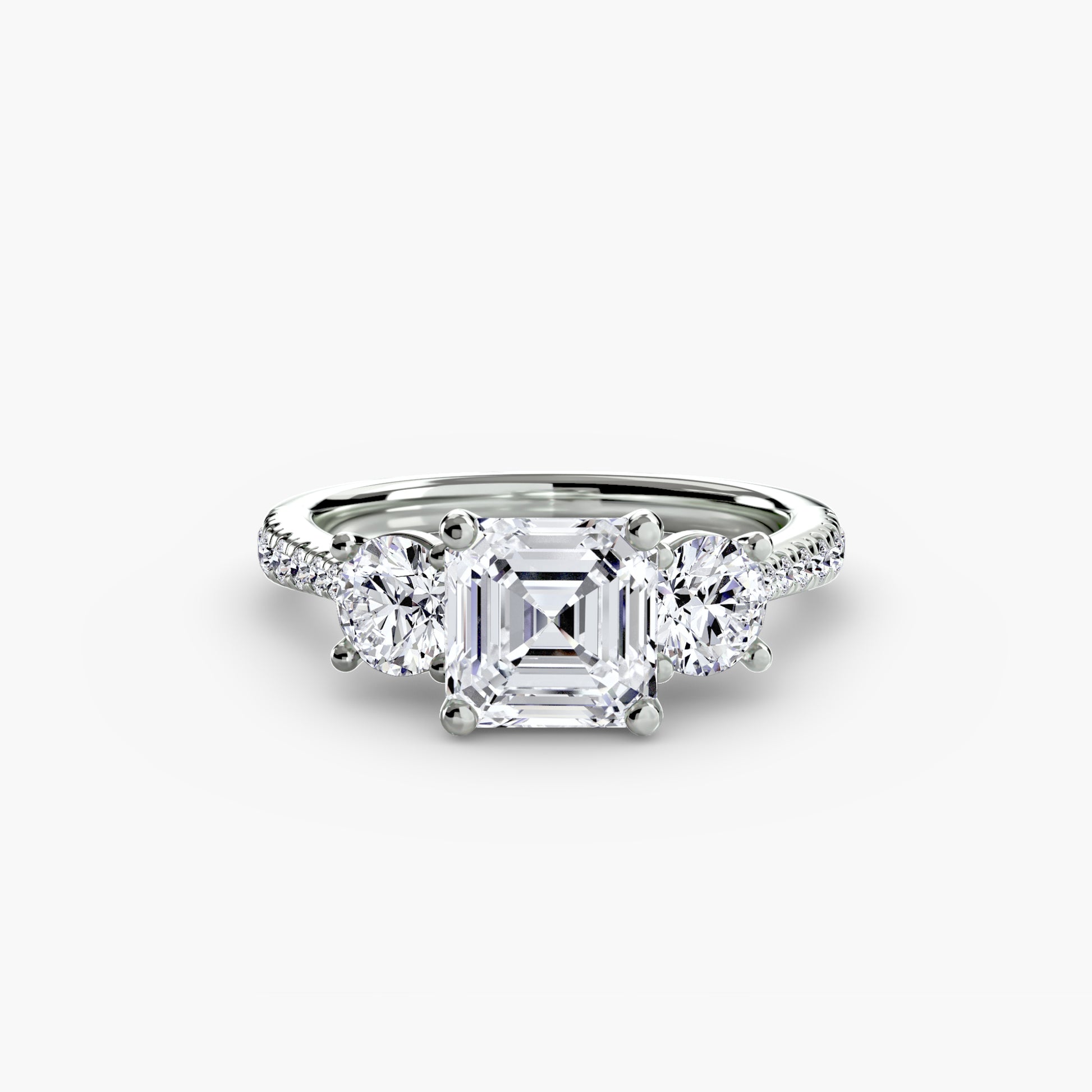 Three – Stone with Pavé Band