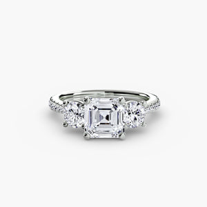 Three – Stone with Pavé Band