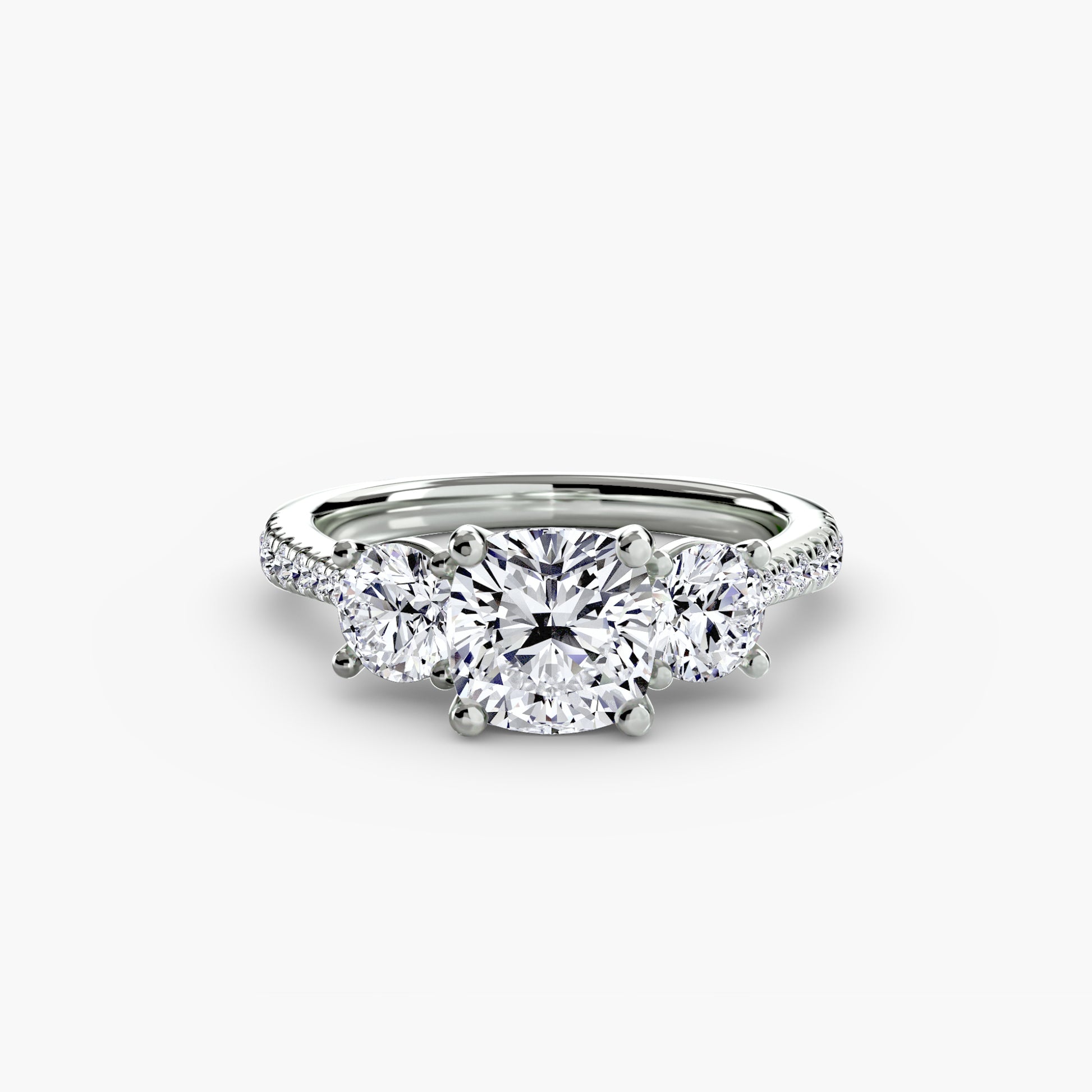 Three – Stone with Pavé Band