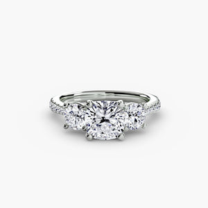 Three – Stone with Pavé Band