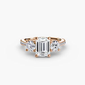 Three – Stone with Pavé Band