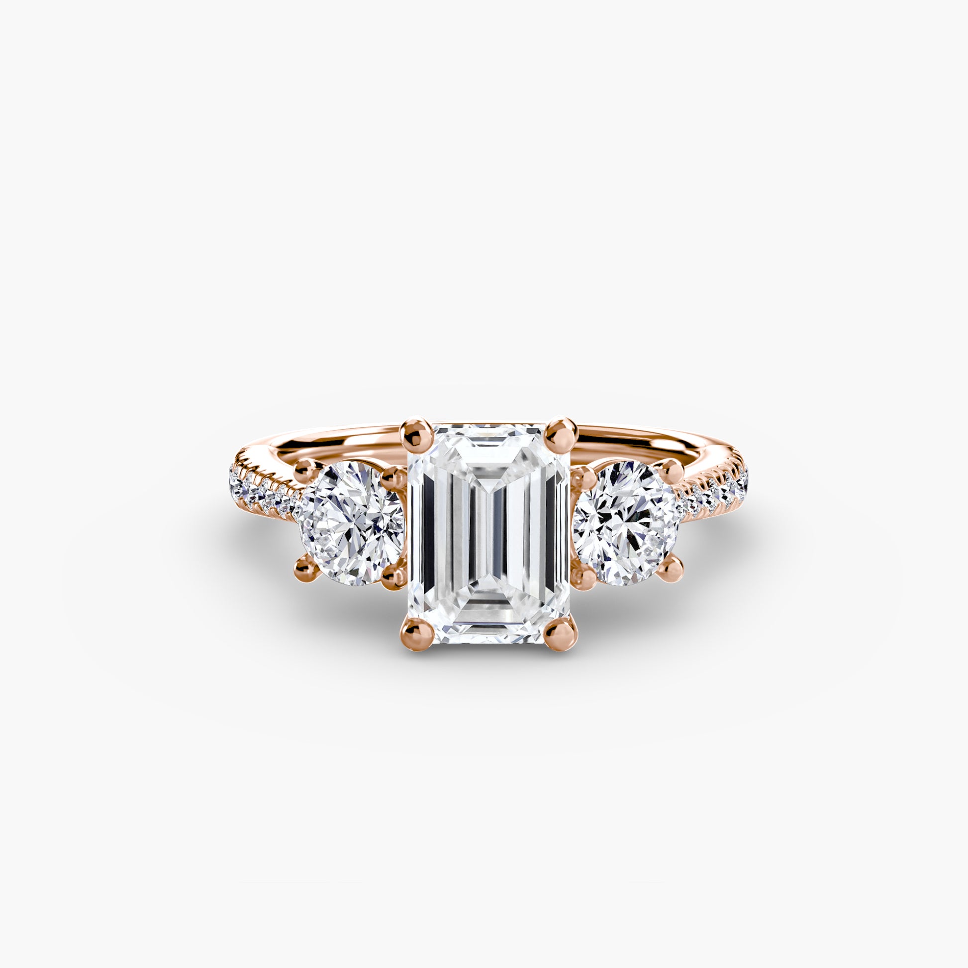 Three – Stone with Pavé Band