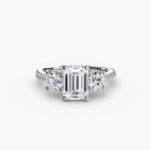 Three – Stone with Pavé Band