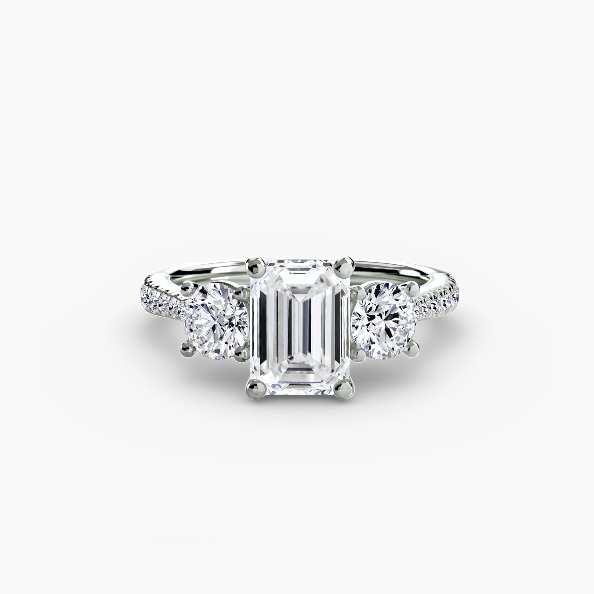 Three – Stone with Pavé Band