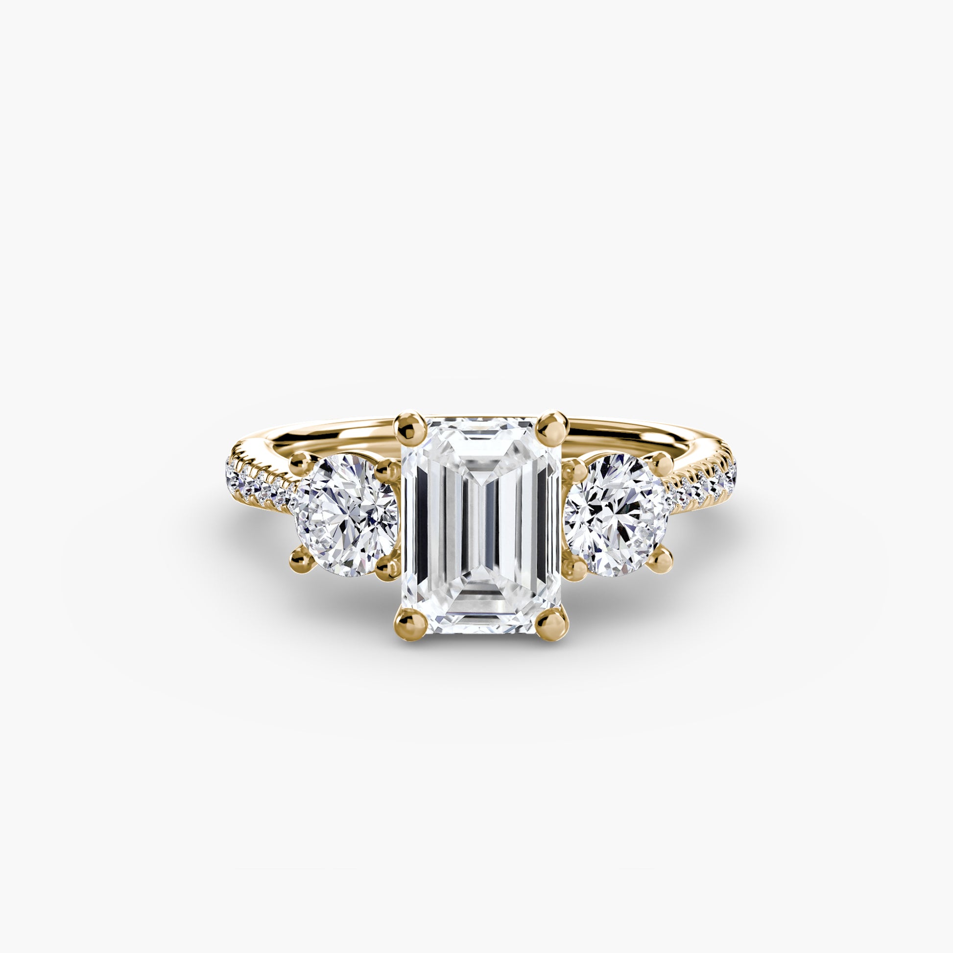 Three – Stone with Pavé Band