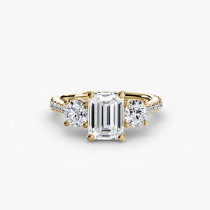 Three – Stone with Pavé Band