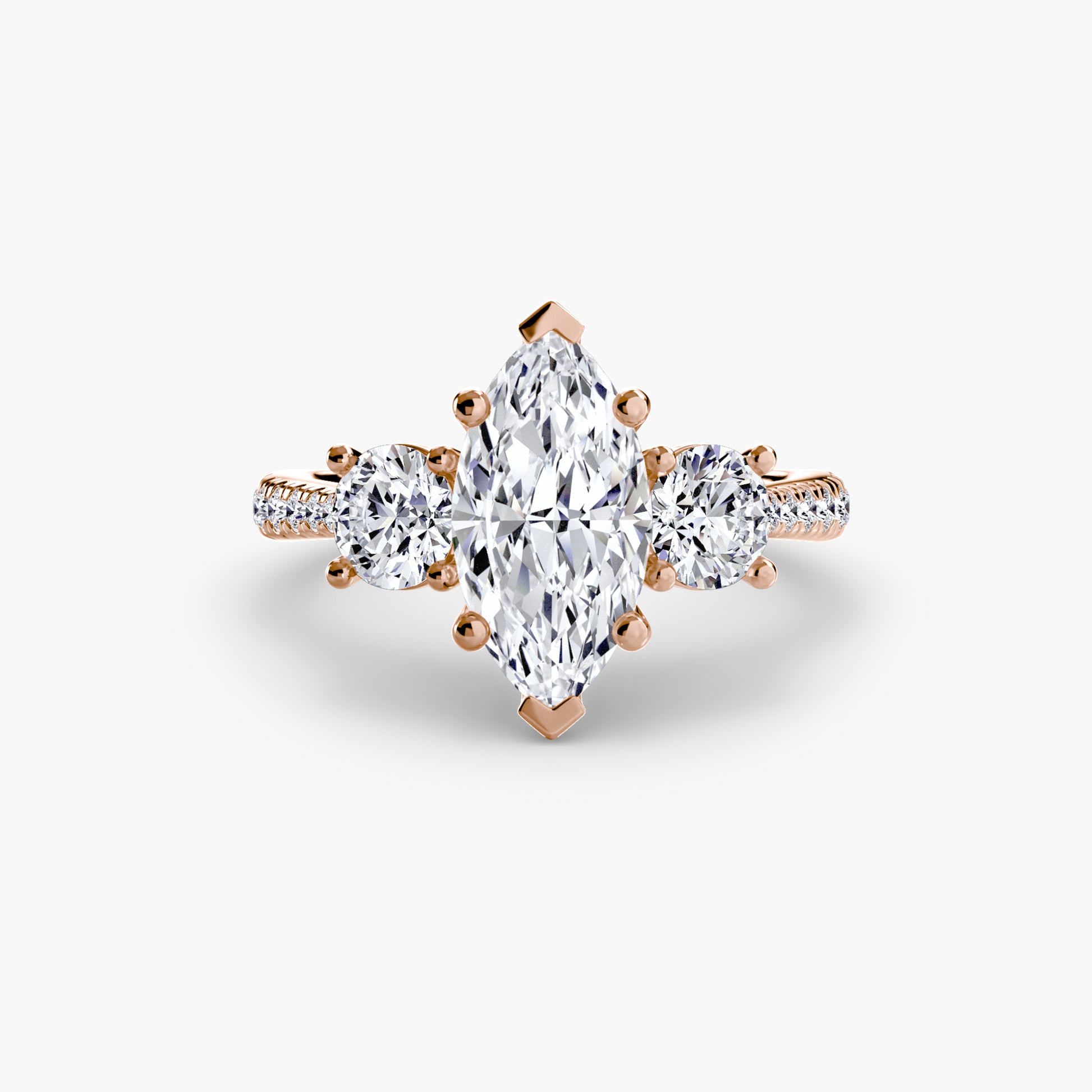 Three – Stone with Pavé Band